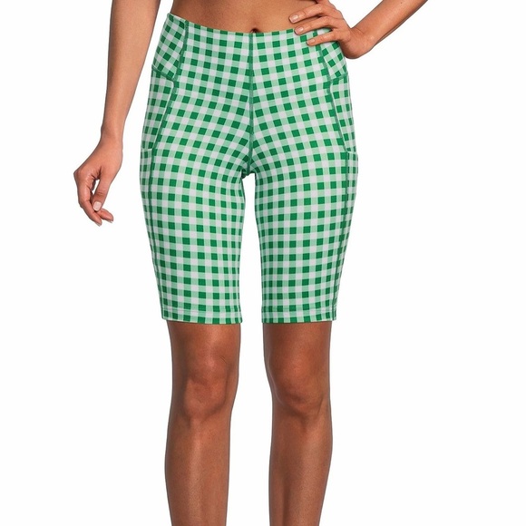 Antonio Melani Active Gingham Square Neck Coordinating Sports Bra/Shorts Set XL - Picture 3 of 9